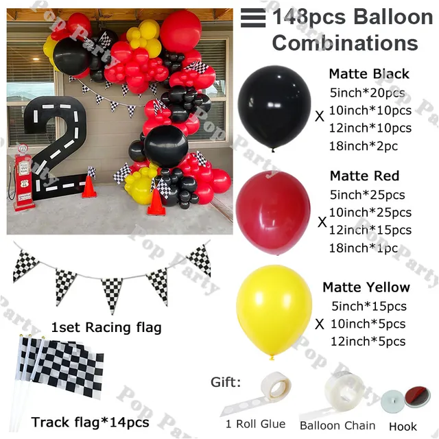 5pcs grande 22 polegadas 4d preto branco balões xadrez bandeira  quadriculada balões de corrida de carro tema de festa de aniversário  decorações