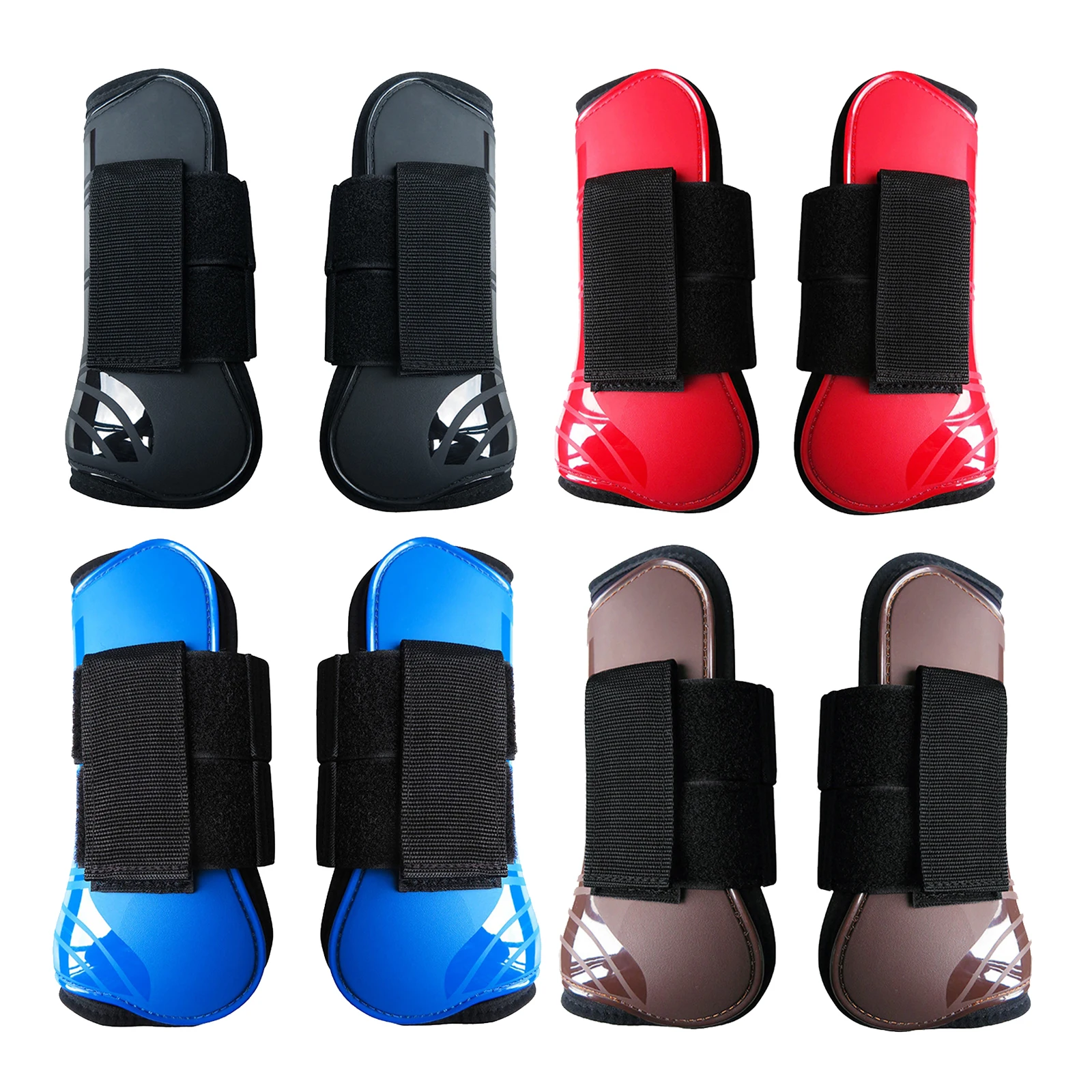 Horse Leg Boots Fetlock Boots Front Hind Leg Tendon Protect Equestrian, PU Shell and High-Quality Neoprene for Riding Training