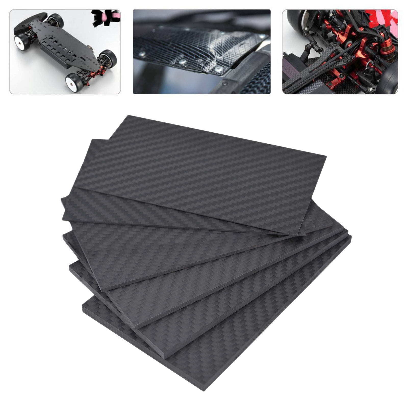 125x75mm 0.5MM/1.0MM/2.0MM/3.0MM 3K Carbon Fiber Plate Plain Weave Panel Sheet (Glossy Surface)