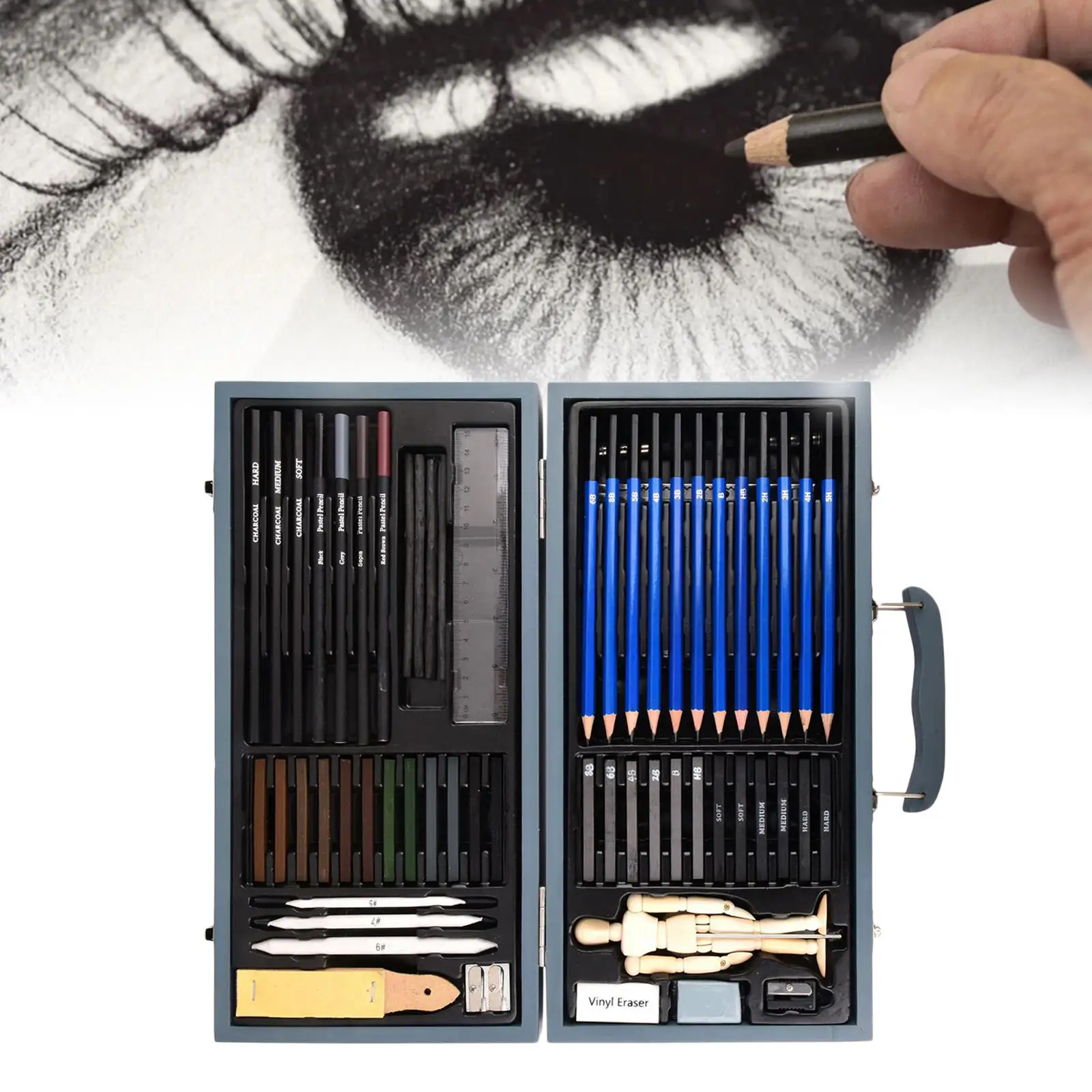60 Sketching Pencil Set Graphite Pencils Art Tools Charcoal Sketch Kit School Supplies Painting Kit for Beginners Artist Student