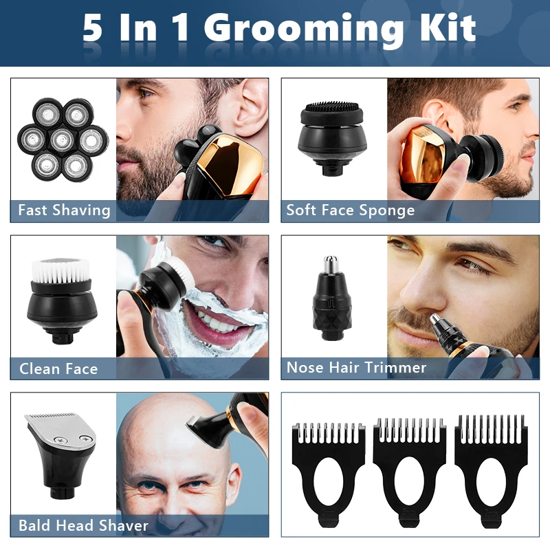 barbeador elétrico para trimmer masculino cabeça molhada careca navalha seca cabeça prova dwaterproof água display led máquina para barbear