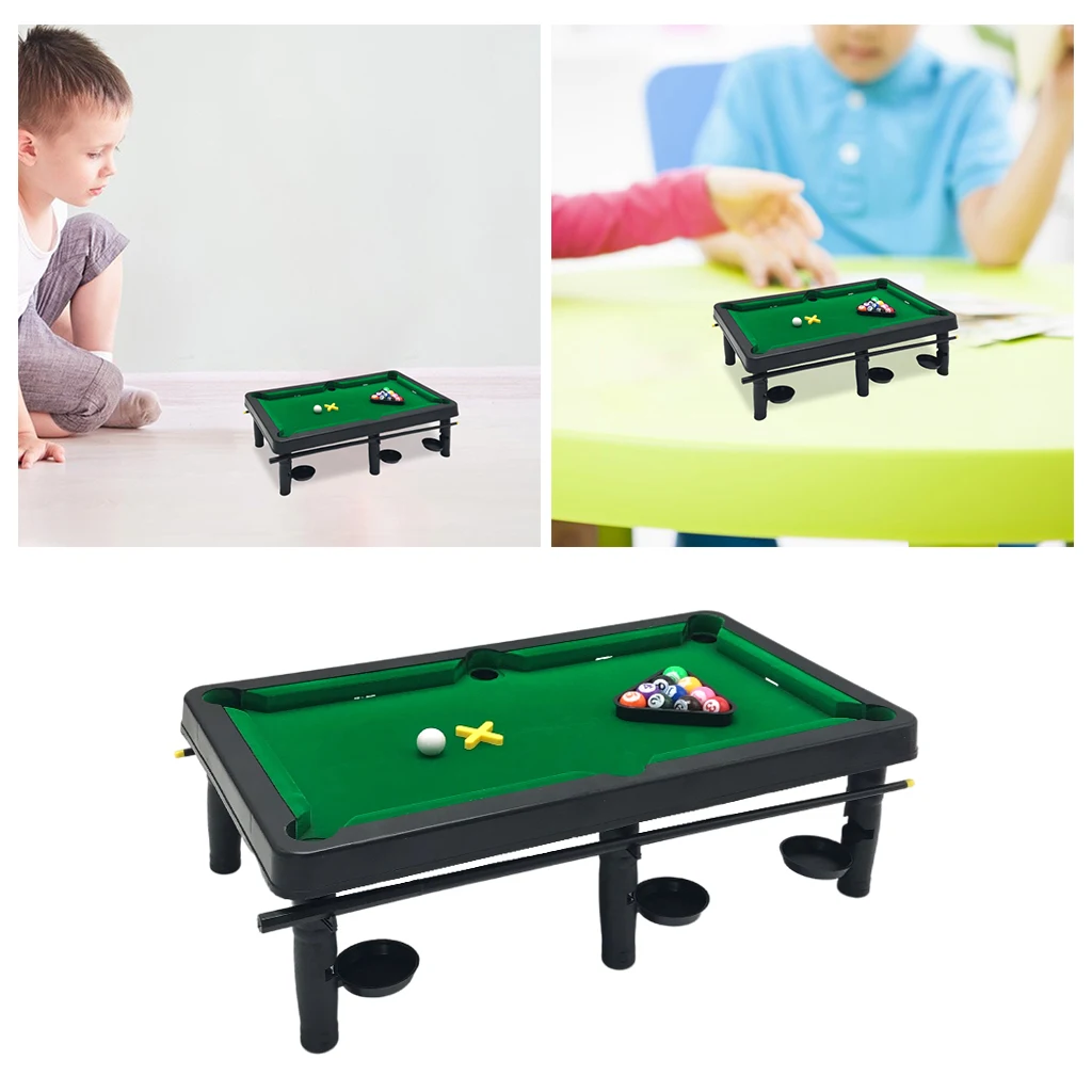 Small Billiards Game Table with Accessories Tabletop Pool Fun Entertainment for the Whole Family