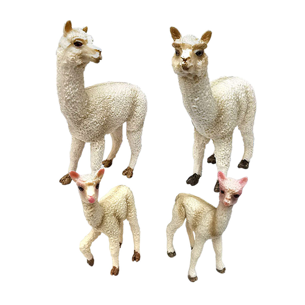 4 Pack Simulation Animal Model Farm Animals Alpaca Figurines for Christmas Birthday Gift