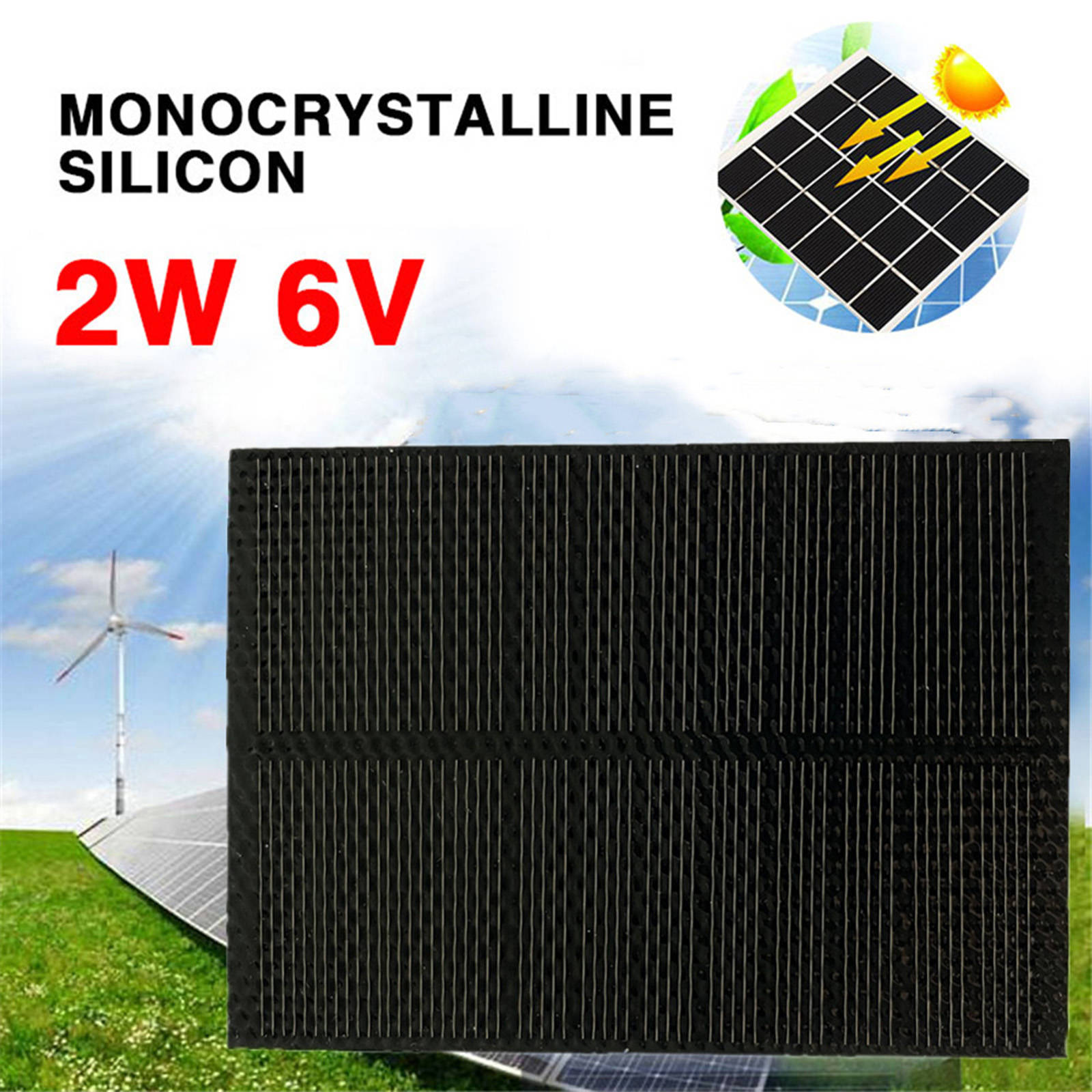 Portable Solar Panel Trickle Charger Battery Charger Monocrystalline Module DIY 2W for Street Cellphone Garden Camping Travel