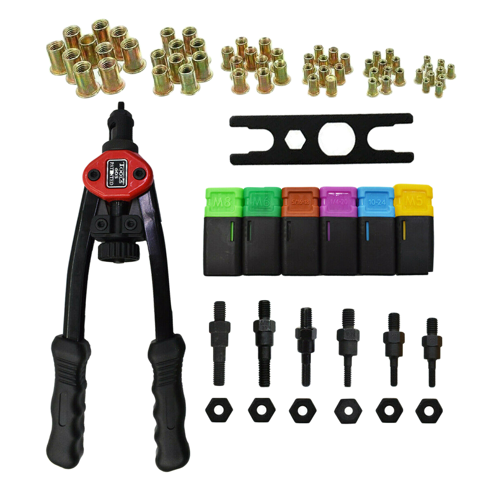 BT-605 Hand Threaded Rivet Gun Kit Rivet Nut Pneumatic Tool Nut Setter Metric &