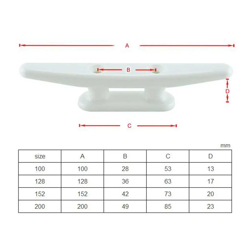 Nylon Plastic Low Flat Cleat Open Base Cleat Marine Boat Yacht Deck Line Rope Tie Boat Hardware Accessories