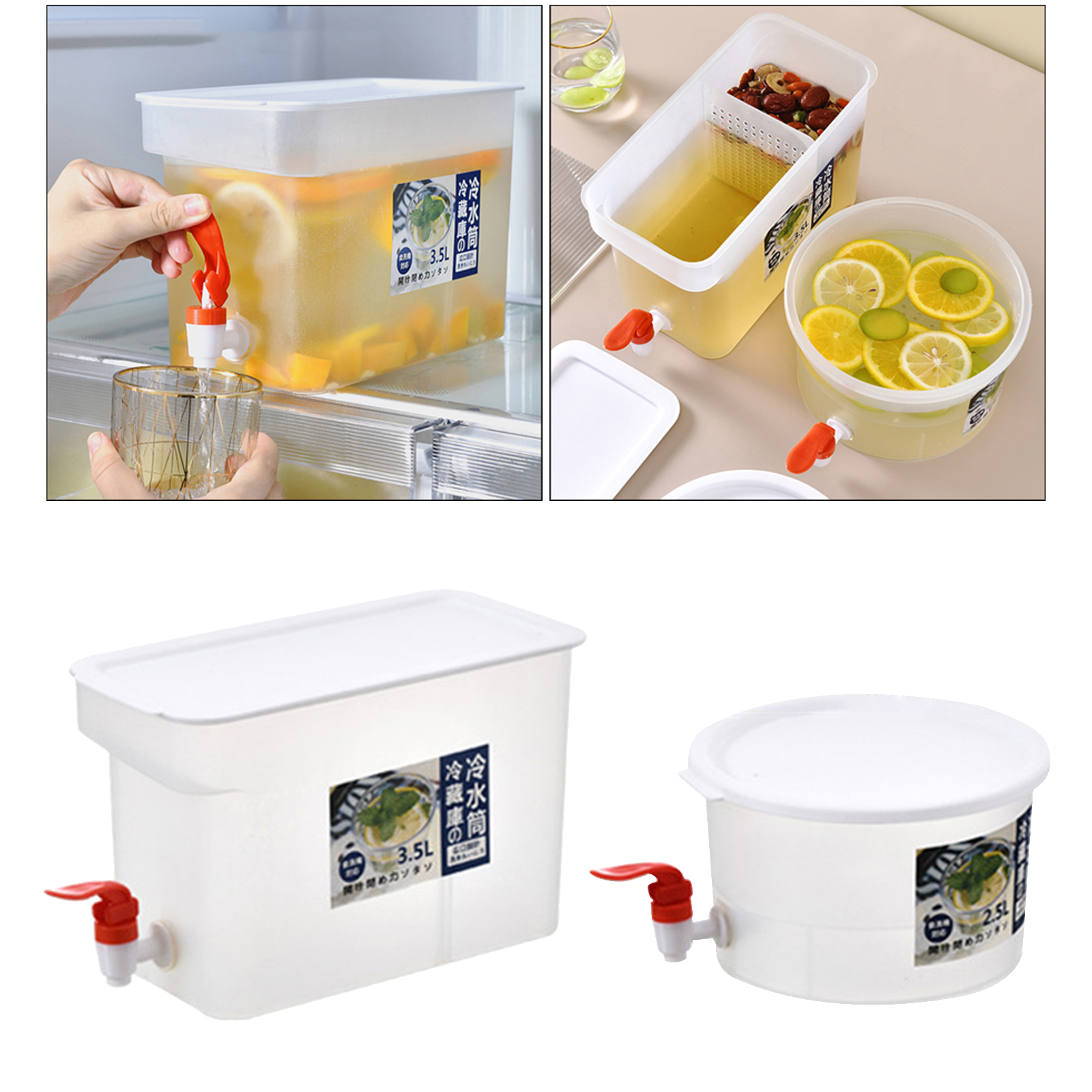 Water Jug Hot Cold Beverage Jar Summer Cold Drinking Pitcher with Faucet BPA free Fresh-keeping Freezer Safe