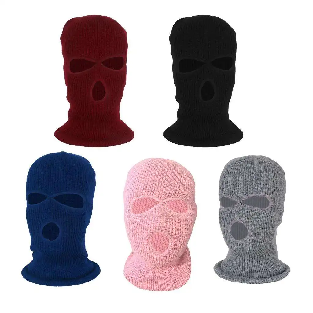 Adult 3-Hole Balaclava Warm Knit Knitted Full Face Cover Mask Cycling Outdoor Sports Men & Women