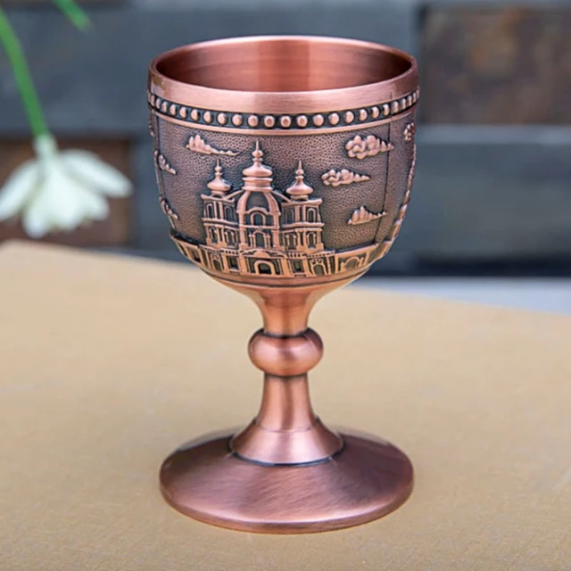 Yardwe 2pcs Brass Wine Glass Medieval Decor Glass