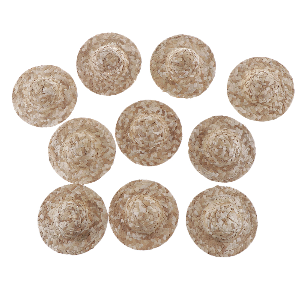 10 pcs Knitting Straw Bowler Doll Hat Headdressing Cotume Clothes Clothing Decoration For Salon Dolls Accs