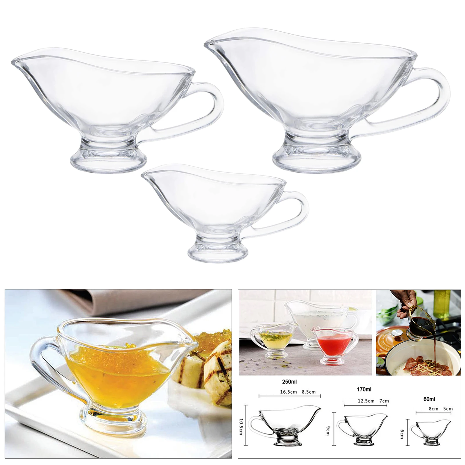 Clear Beefsteak Gravy Sauce Boat Pepper Tomato Container for Kitchen Bar