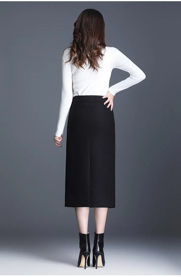 black denim skirt Woolen skirt new high-waist split one-step skirt woman skirts  long skirts for women maxi skirts for women