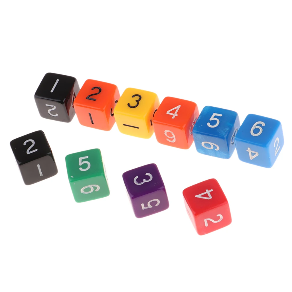 16mm 1-6 Dices Set Colors D6 Die For  RPG Game Accessory