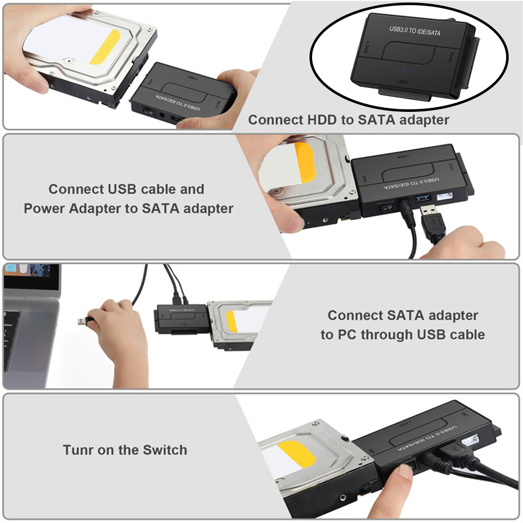 External SATA/IDE to USB 3.0 Adapter One Touch Backup Function Restore Software Universal Kit for 2.5
