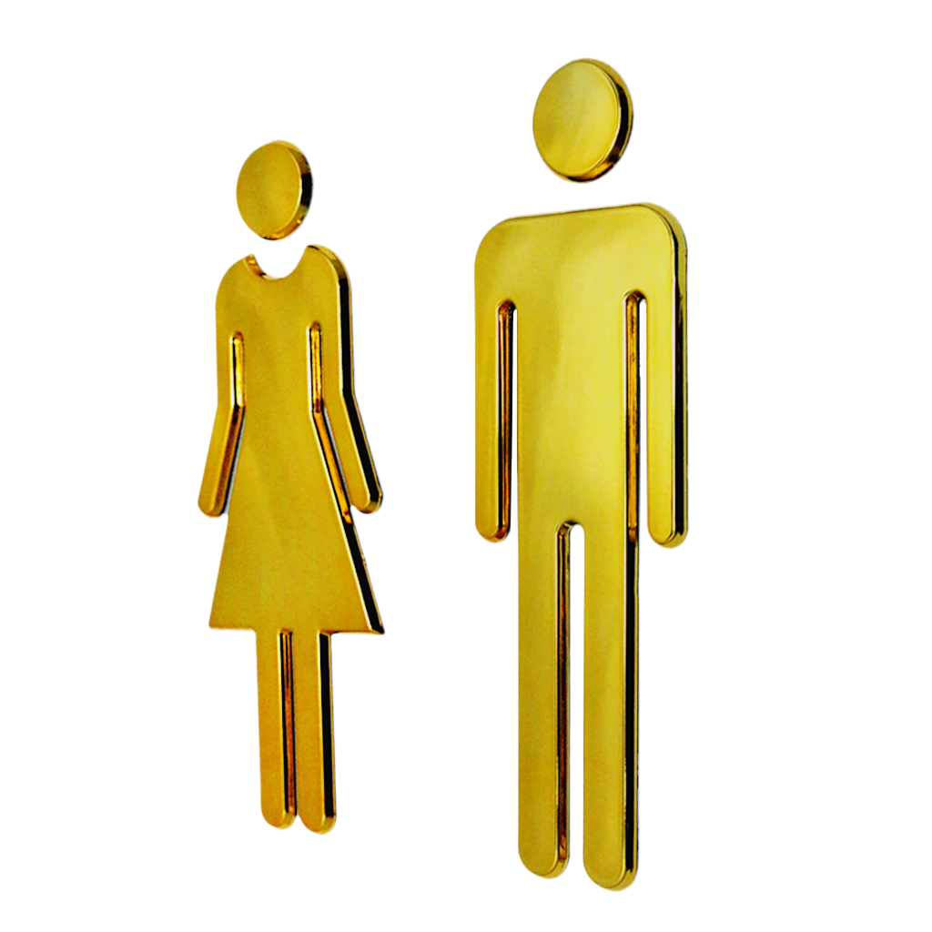 Toilet Door Sign Men & Women WC Decals Stickers Restroom Washroom Signage Plaque Mirror Surface