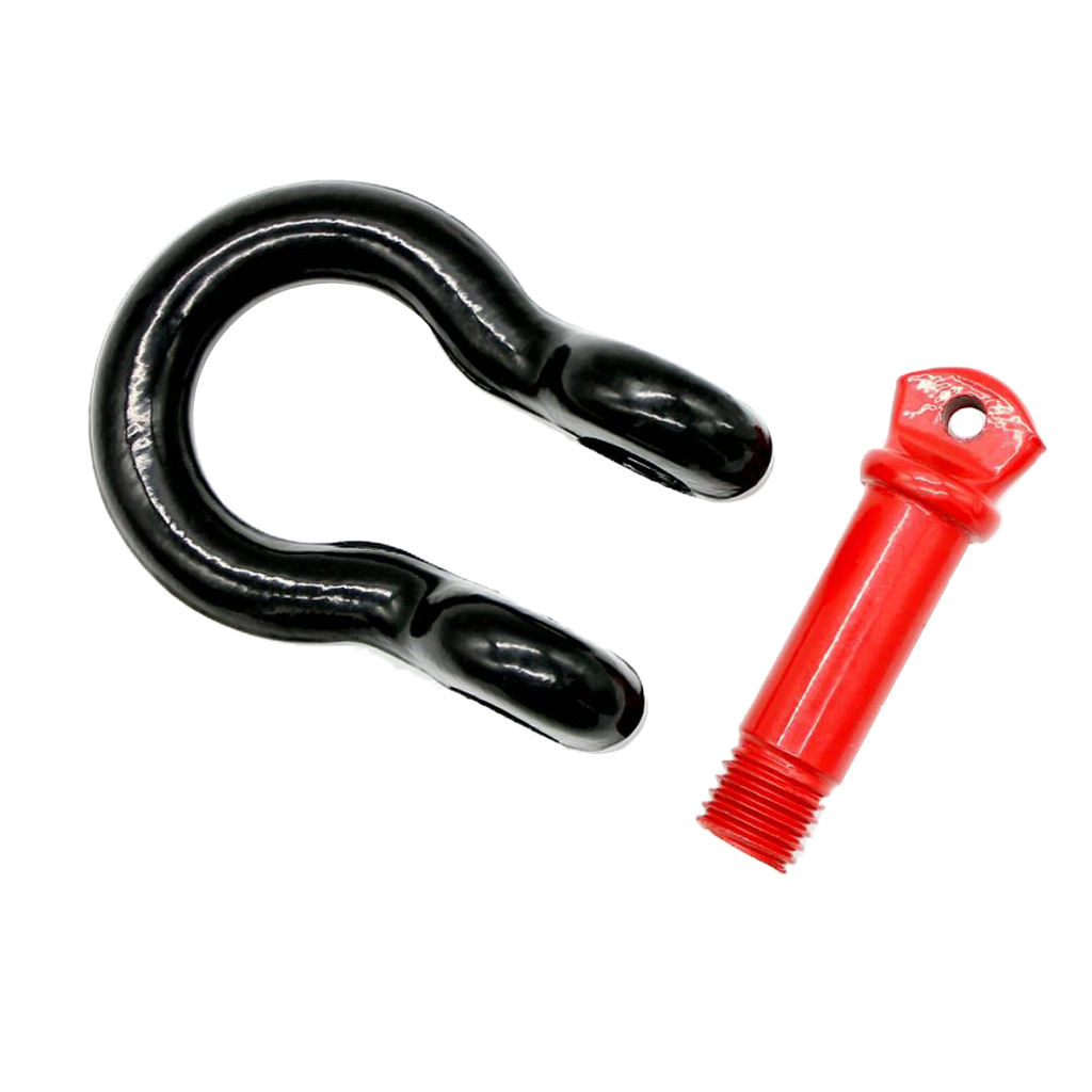 Practical 3/4'' 4.75Ton Bumper Tow Trailer Hook D-Ring Bow Shackle Red Black 45# Steel Heat Treatment