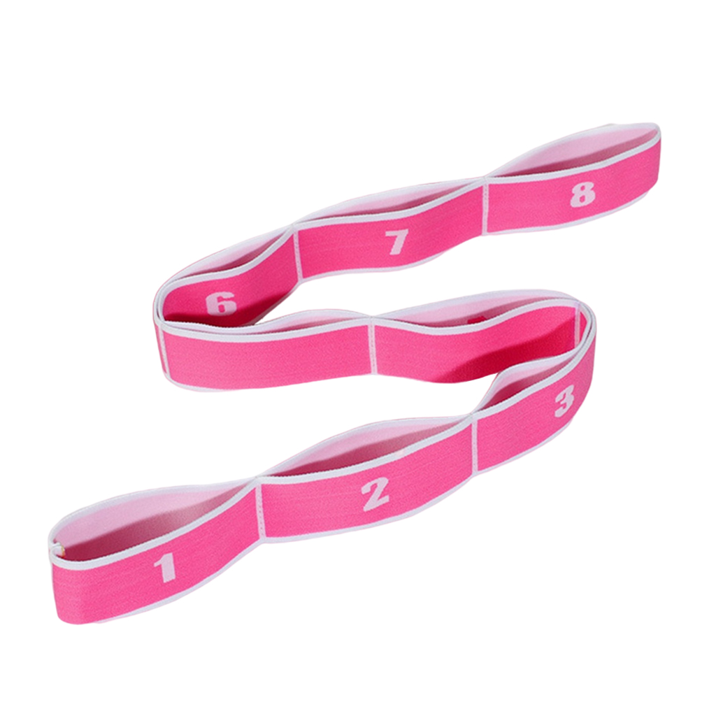 Yoga Pull Strap Fitness Stretching Band Resistance Loop Pink_8 Loops