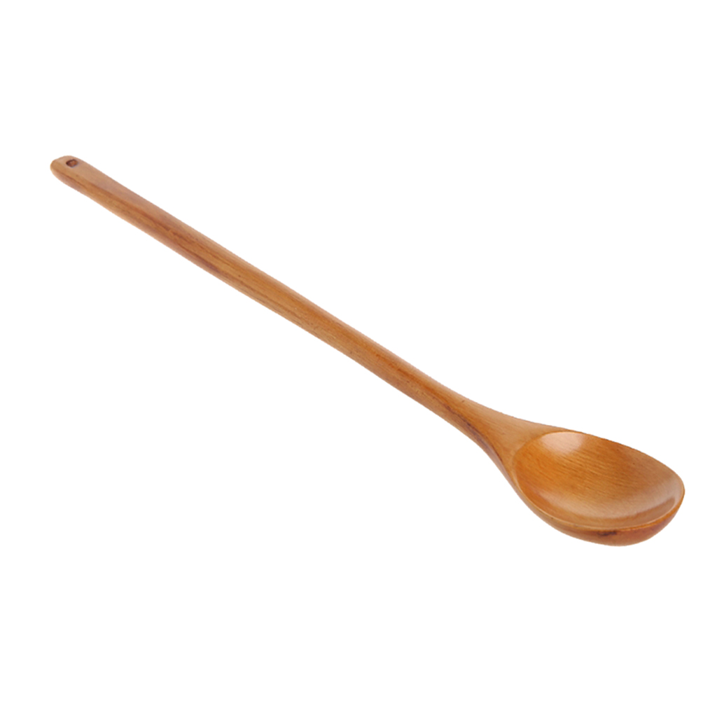 1 piece Long Handle Natural Mixing Wood Spoon 33.5cm Korean Hot Pot Spoon for Coffee Drink Ice Cream Honey