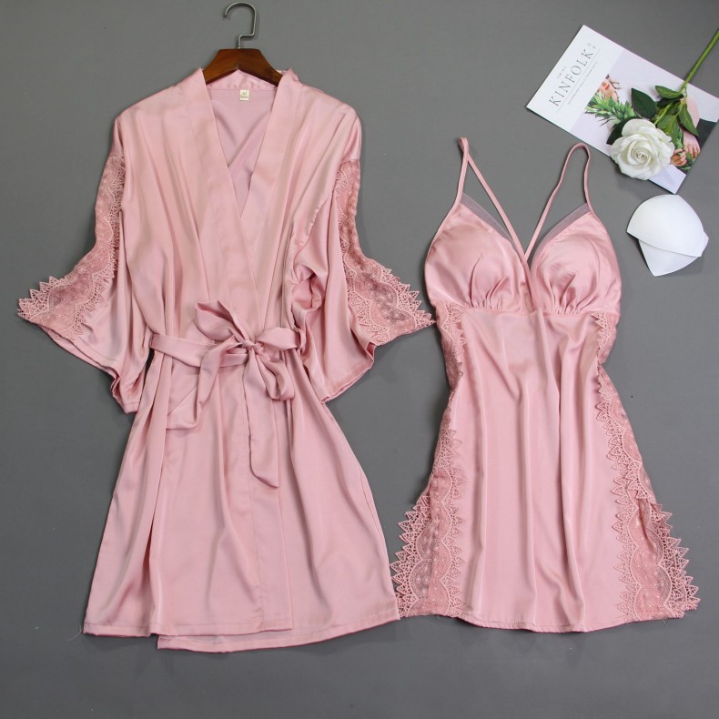 Waliicorners Bathrobe Gown Nightwear Homewear Satin Bridesmaid Sleepwear Lace Intimate Lingerie 26 H789ccca49fa74b53a8a2a53e0065462df