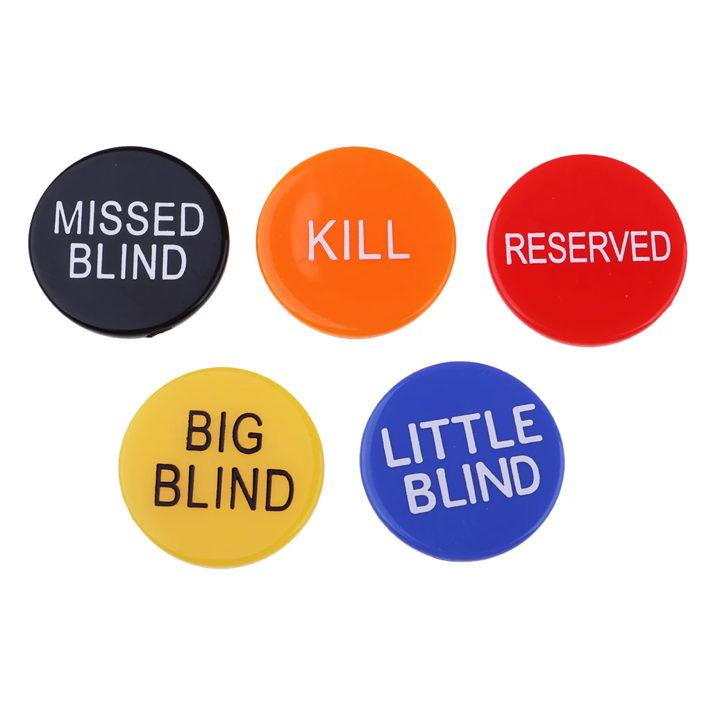 5 Pieces Plastic Poker Chips Dealer Buttons for Texas Cards Counters 3cm