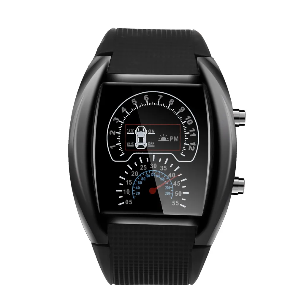 2021 Men's Fashion LED Light Flash Speedometer Sports Car Meter Watch New luxury Men's Watch Daily Casual Watch reloj hombre