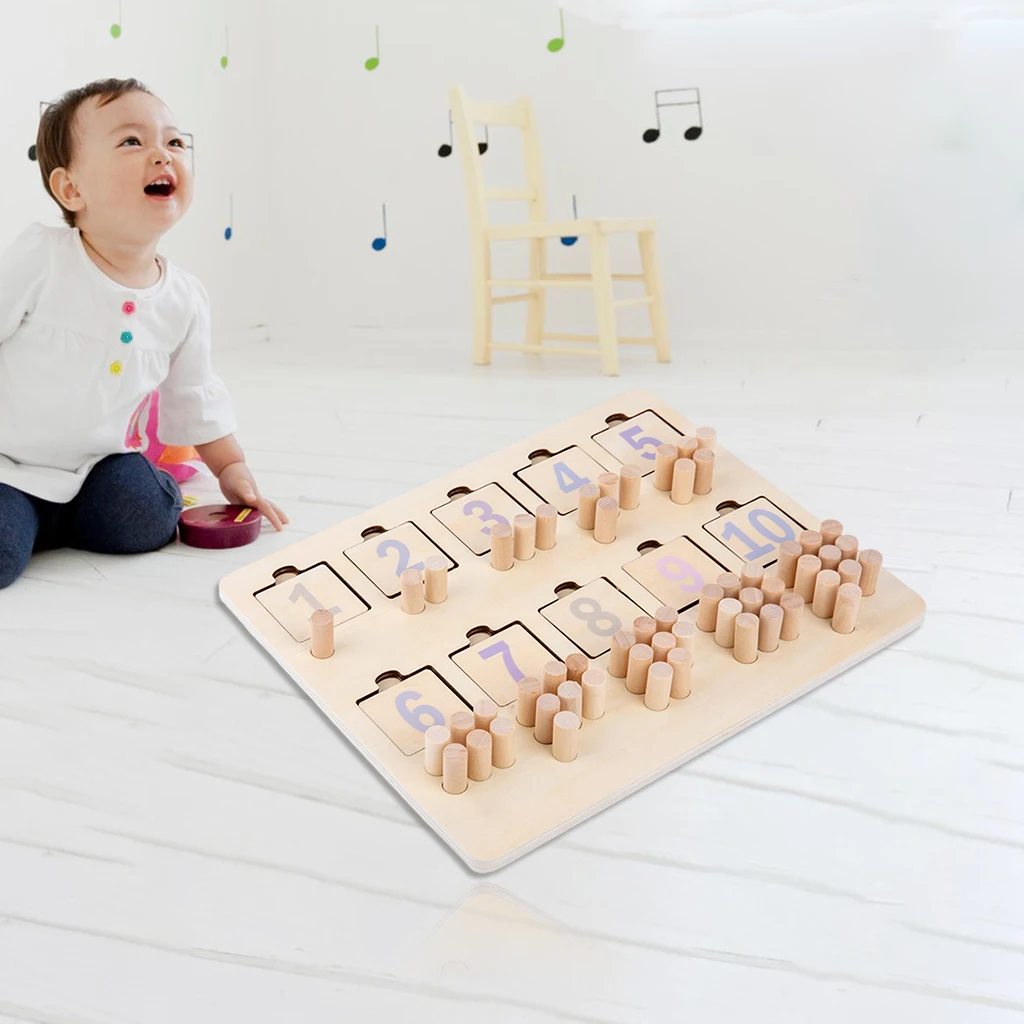 Wood Montessori Mathematics Toys Number Counting Board Early Developmental