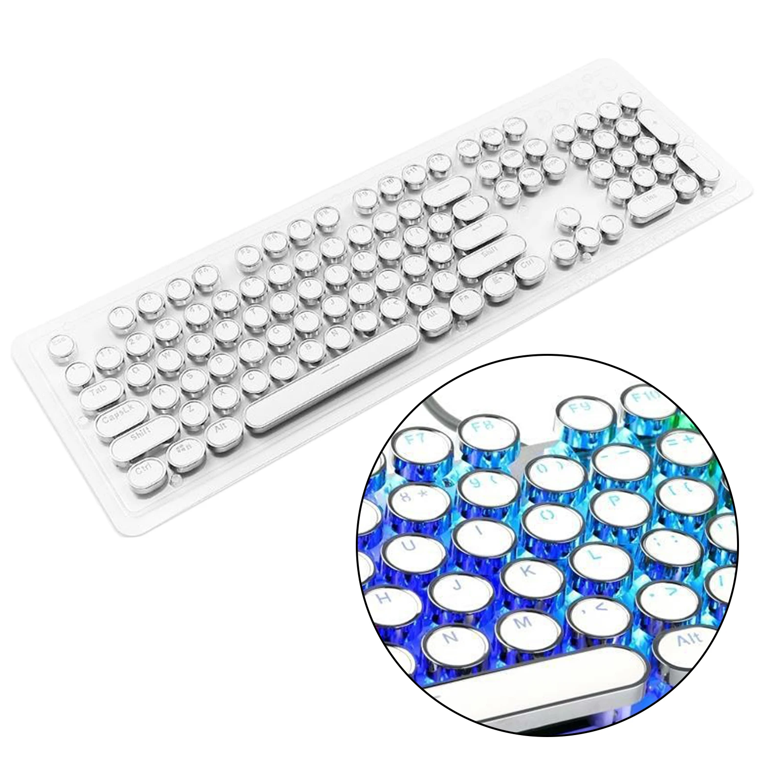 Crystal Round Keys Double Shot PBT Key Set Full 108 Key Set Retro Punk Typewriter-Style