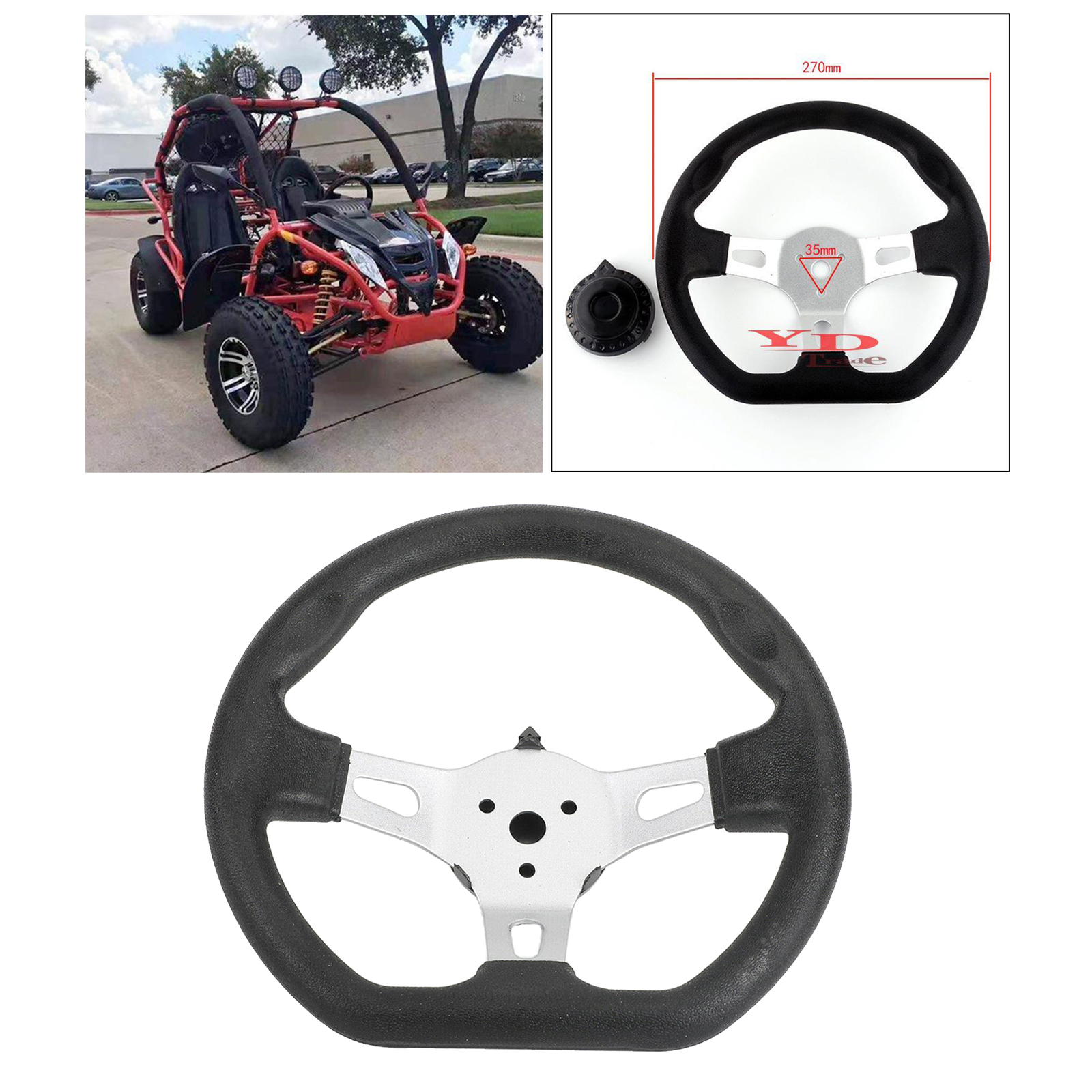 270mm Go Kart Steering Wheel Kart Parts Replacement For Go-Kart Buggy Racing Cart Accessory