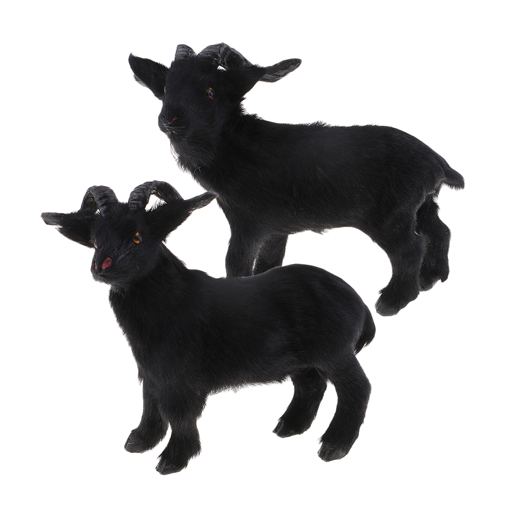 Chinese  Lucky Animal Zodiac Sheep Lamb Goat Statue Plush Toys Black