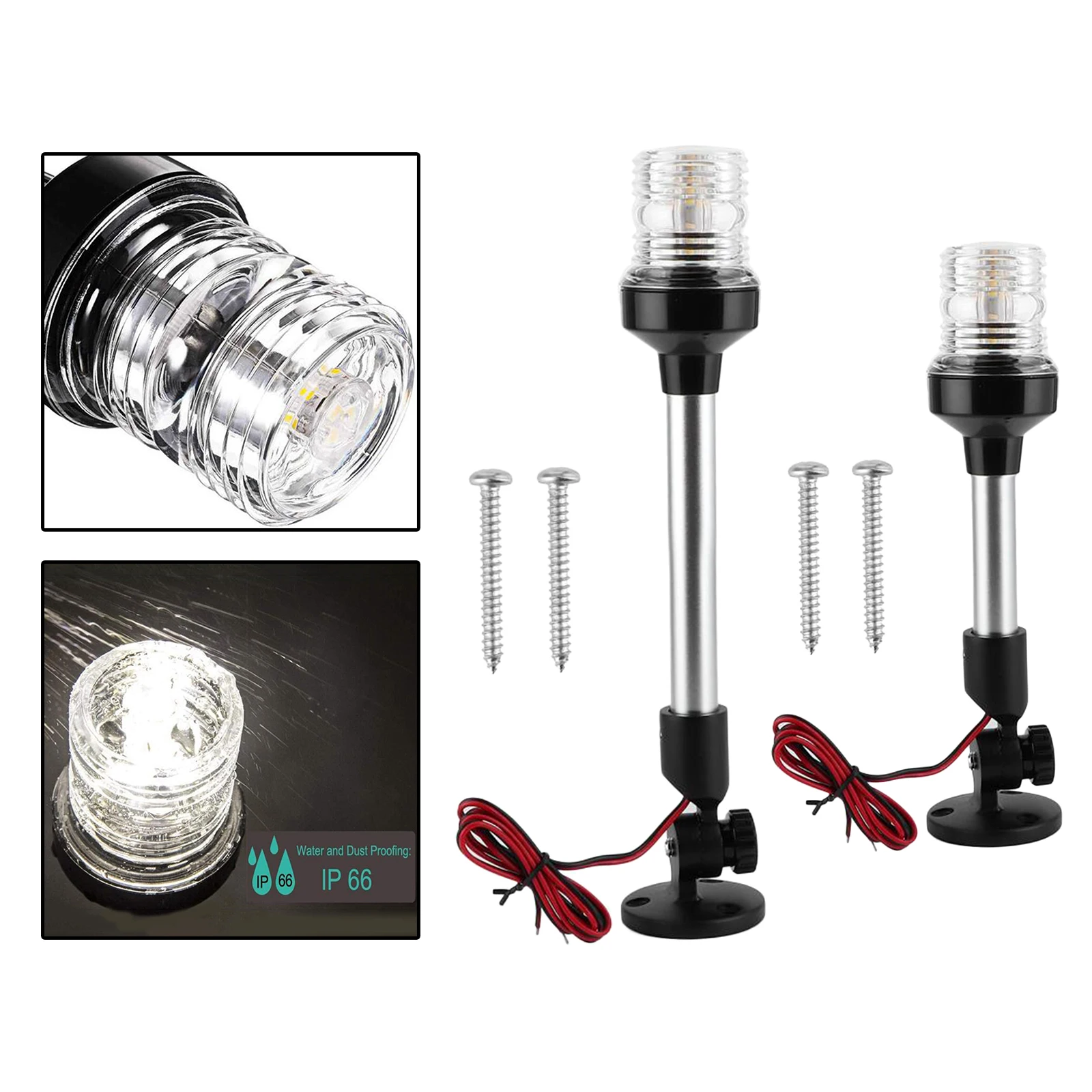 White LED Fold Down Boat Stern Light Boat Anchor Light for Pontoon and Fishing Boat