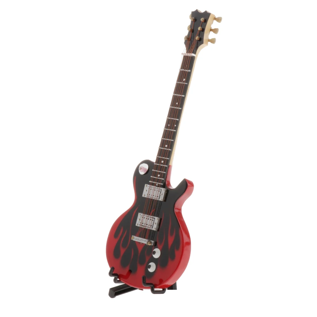 1/6 Miniature Electric Guitar House Mini Musical Instruments Music Room Red