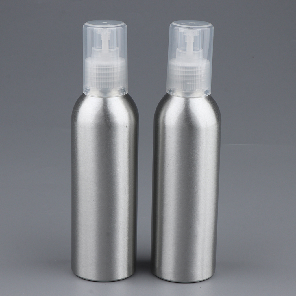 2Pcs Empty Airless Lotion Cream Pump Aluminum Container Cosmetic Bottle Dispenser Travel Containers - 150ml