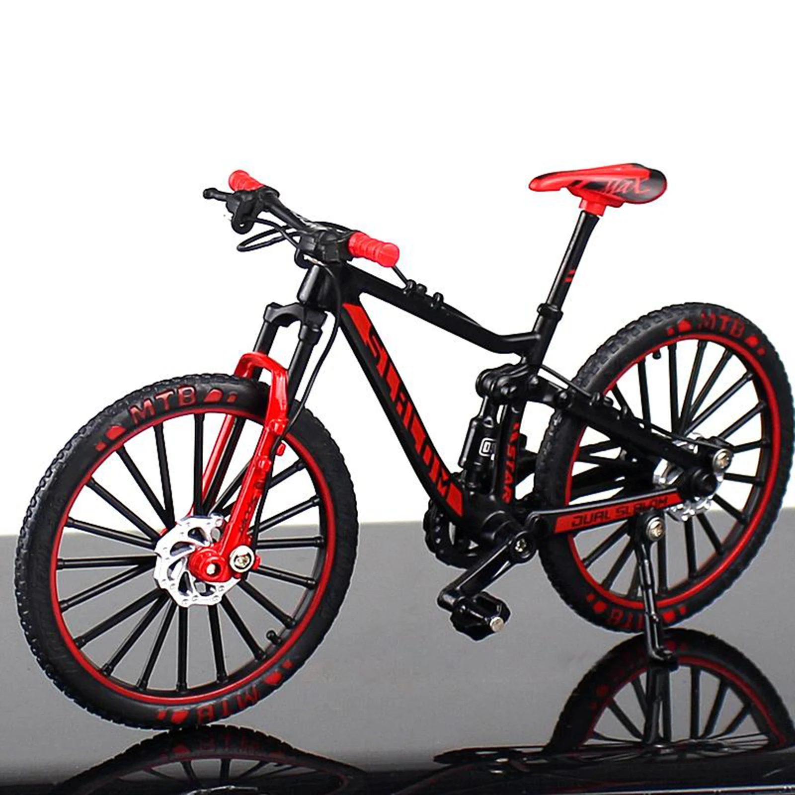 Mini Bicycle Model,1:10 Scale Die-Cast Bike Model Toy,Mountain Bicycle Desktop Decoration Ornaments Free Standing Miniature Finger Bikes Collection Toys Gift for Adult Kids Boys Girls Black, B 