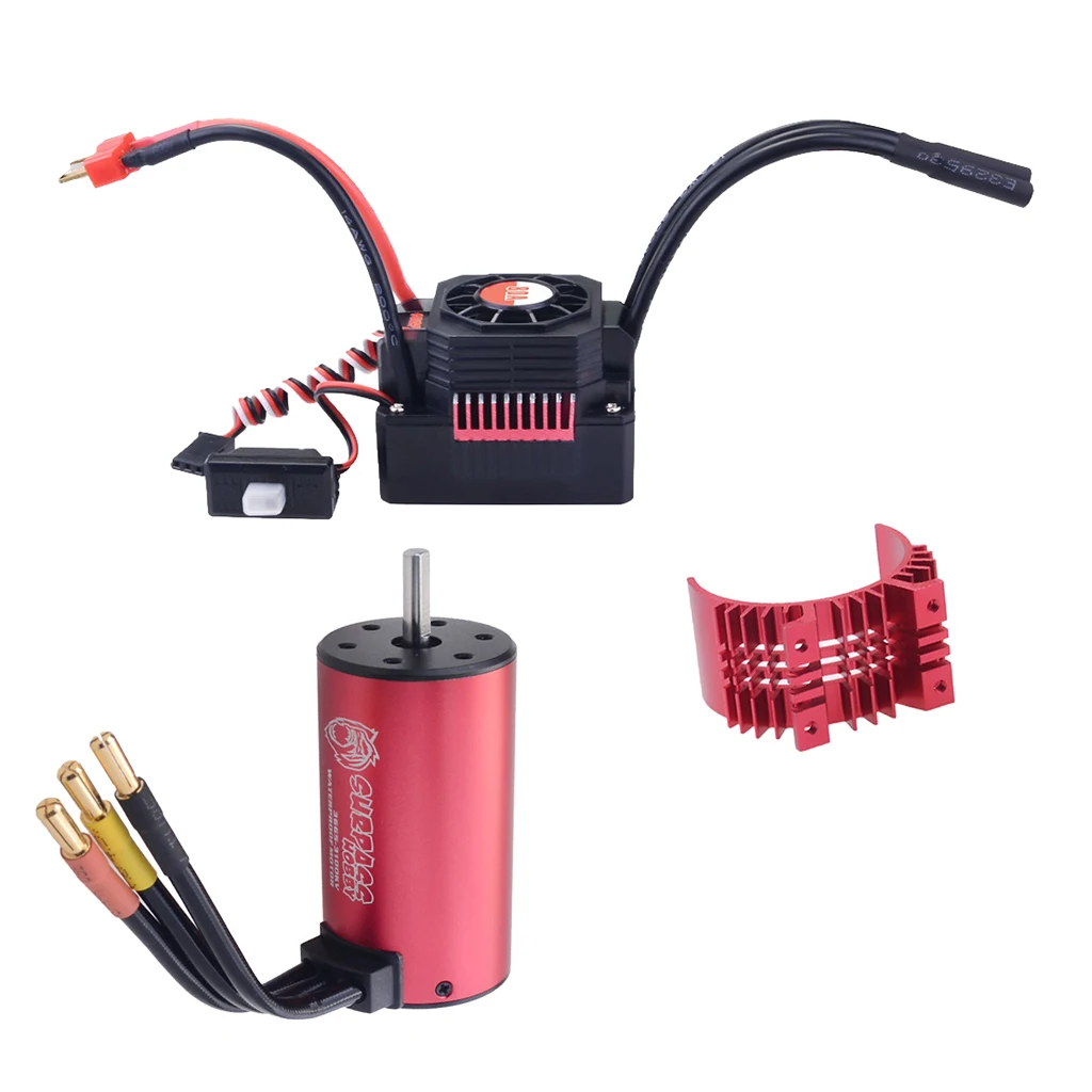 Waterproof 3665 2900KV Brushless Motor And ESC 80A \ u0026 Radiator Cover 1/10