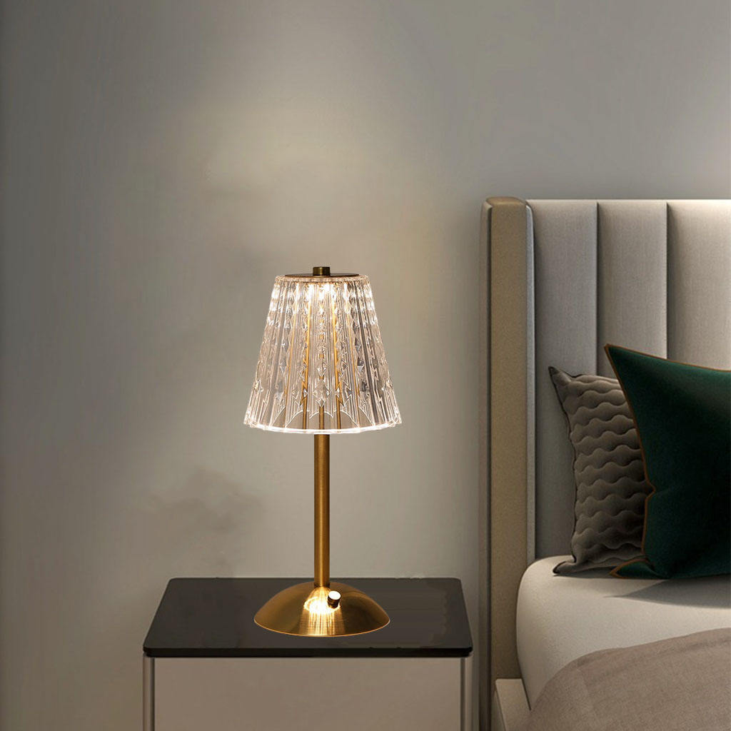 Crystal Bedside Table Lamp LED Touch Control for Decorative Dining Room