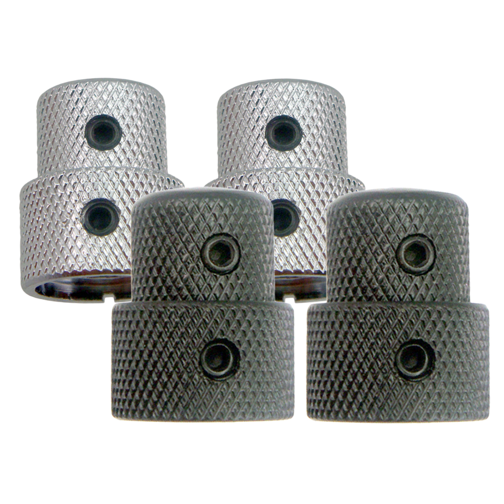 Tooyful Silver 2 Pieces Double Layer Volume Tone Cylinder Control Knobs Caps Buttons for Electric Guitar Bass Replacement Parts