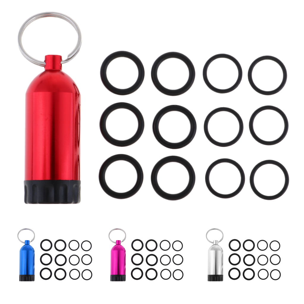 Functional Mini Aluminum Scuba Snorkeling Diving Tanks with 12 O Rings Brass Pick Dive Key Ring for Underwater Emergency Access