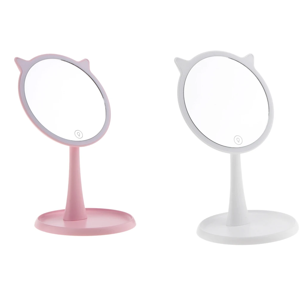 Cute Adjustable LED Makeup Mirror With Lights For Bathroom Shaving Cosmetic