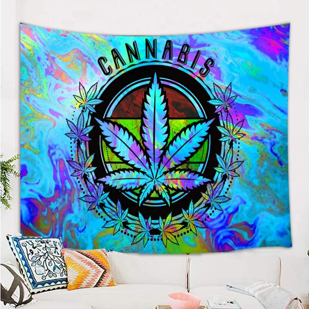 Details about   Tapestry Small Marijuana Leaf Design Poster Wall Hanging Cotton Fabric Indian 