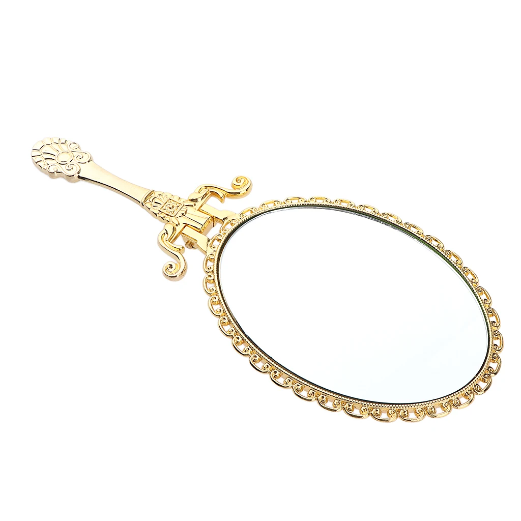 Decorative Vintage Oval Hand Held Mirror Vanity Makeup Lady Handbag Mirror