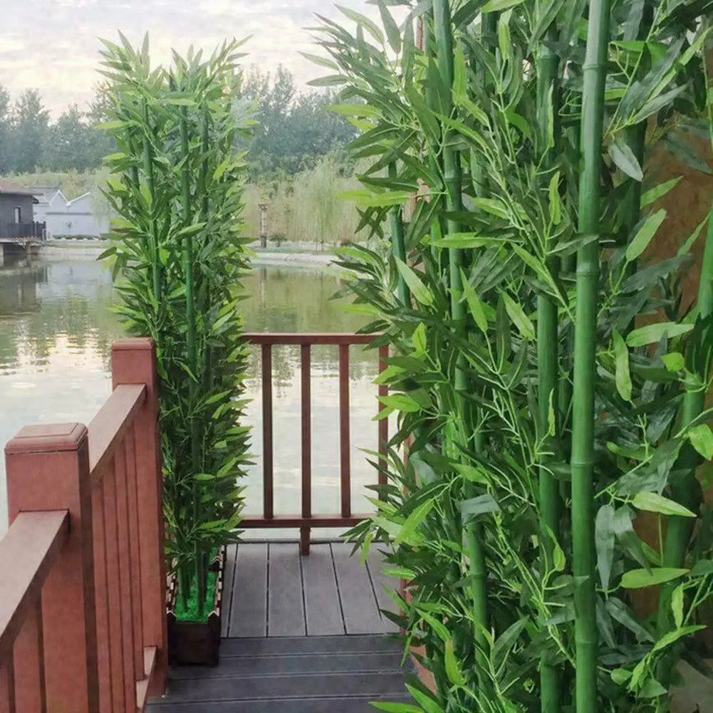 pçs diy plástico artificial folhas de bambu ramos casa plantas simulação escritório arte casa jardim suprimentos decorações ornamentos