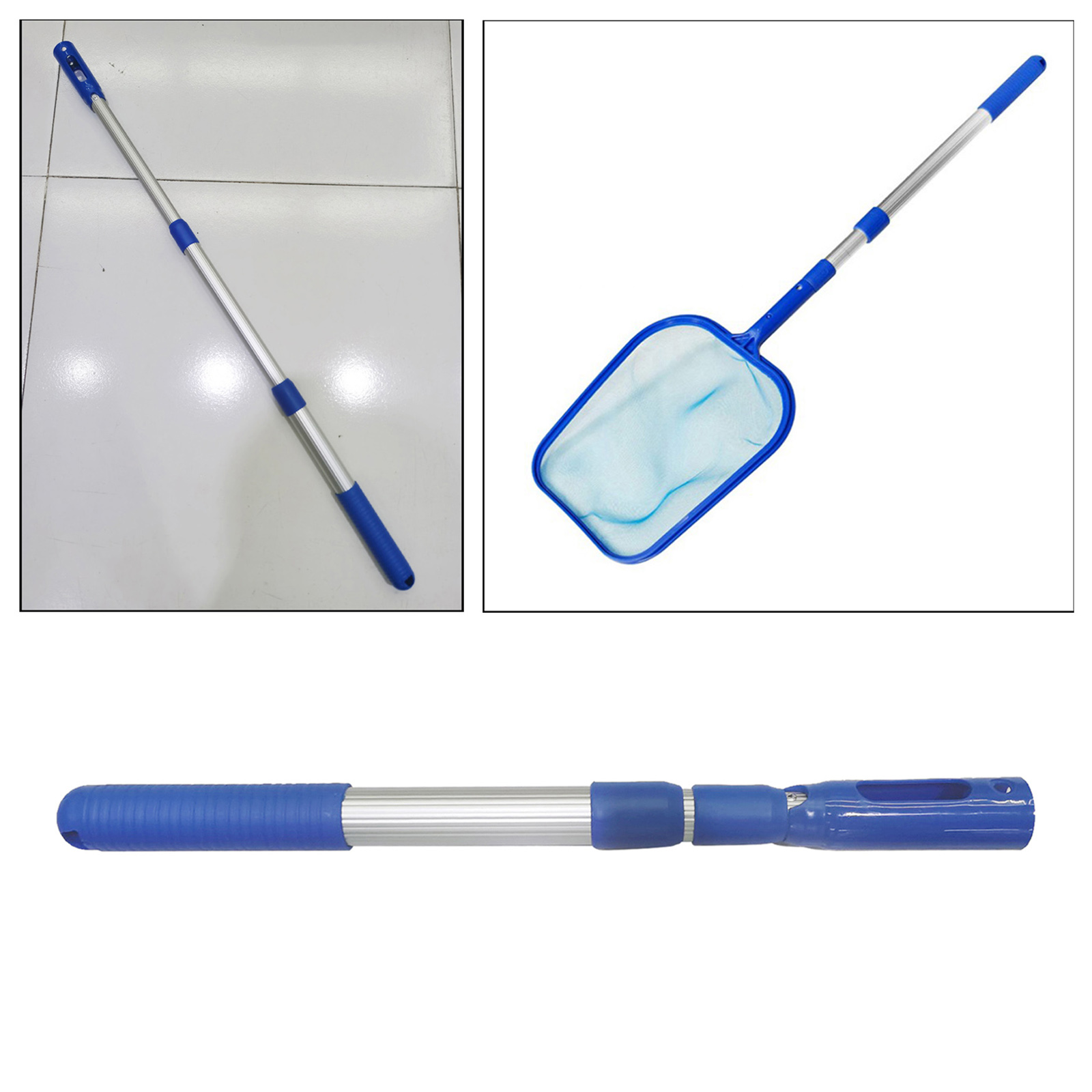 3-Stage 90cm Universal Aluminum Alloy Swimming Pool Telescopic Pole, Strong Grip & Lock, Ribbed Finish