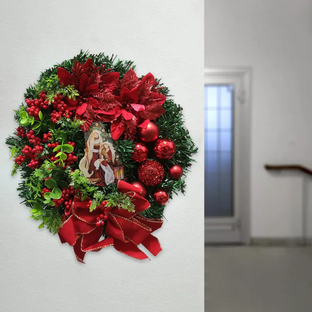 Christmas Wreath Door Wall Decor Xmas Ornament Holy Family Artificial