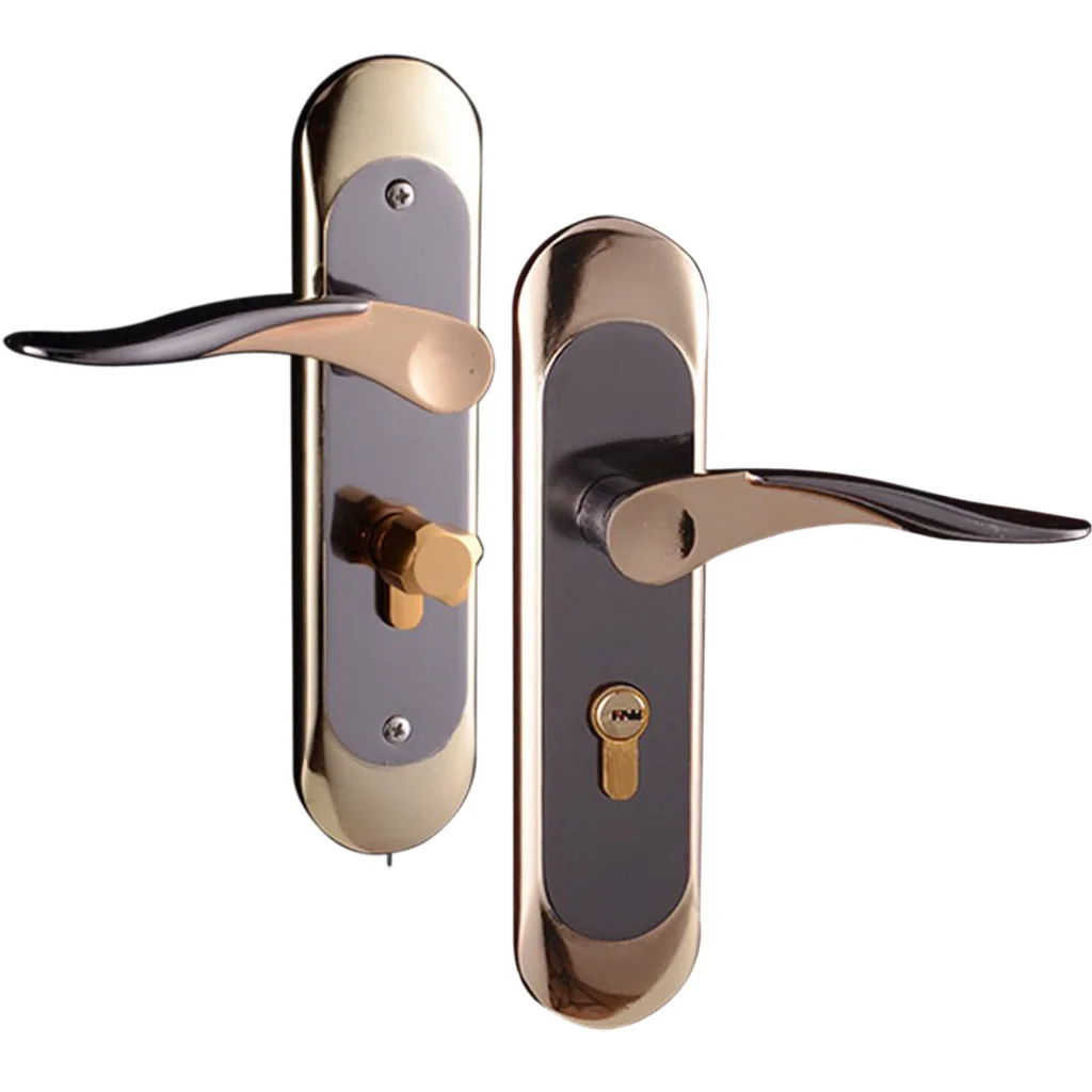 Door Handle Pair Levers on Plate Internal Latch Lock , Home Hardware #5