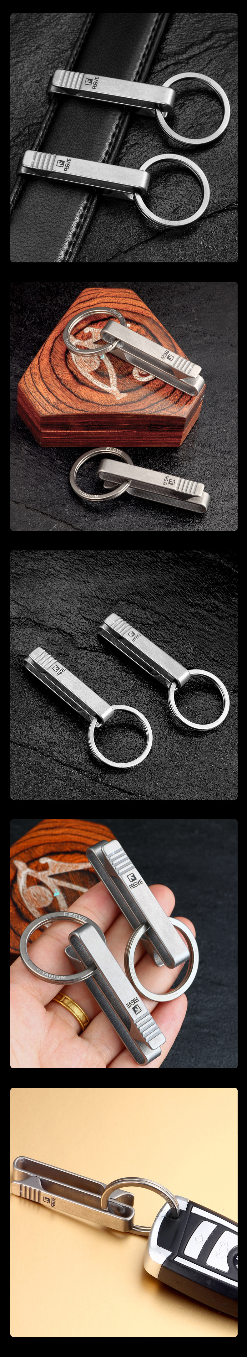 Titanium Durable Keychain Luxury Car Key Chain Waist Hanging Buckle Belt EDC Lightweight Key Ring Holder for Father's Day Gifts