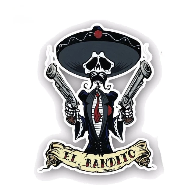 Personalized EL BANDITO Skull Car Sticker Fashion Style Decal PVC Car  Accessories