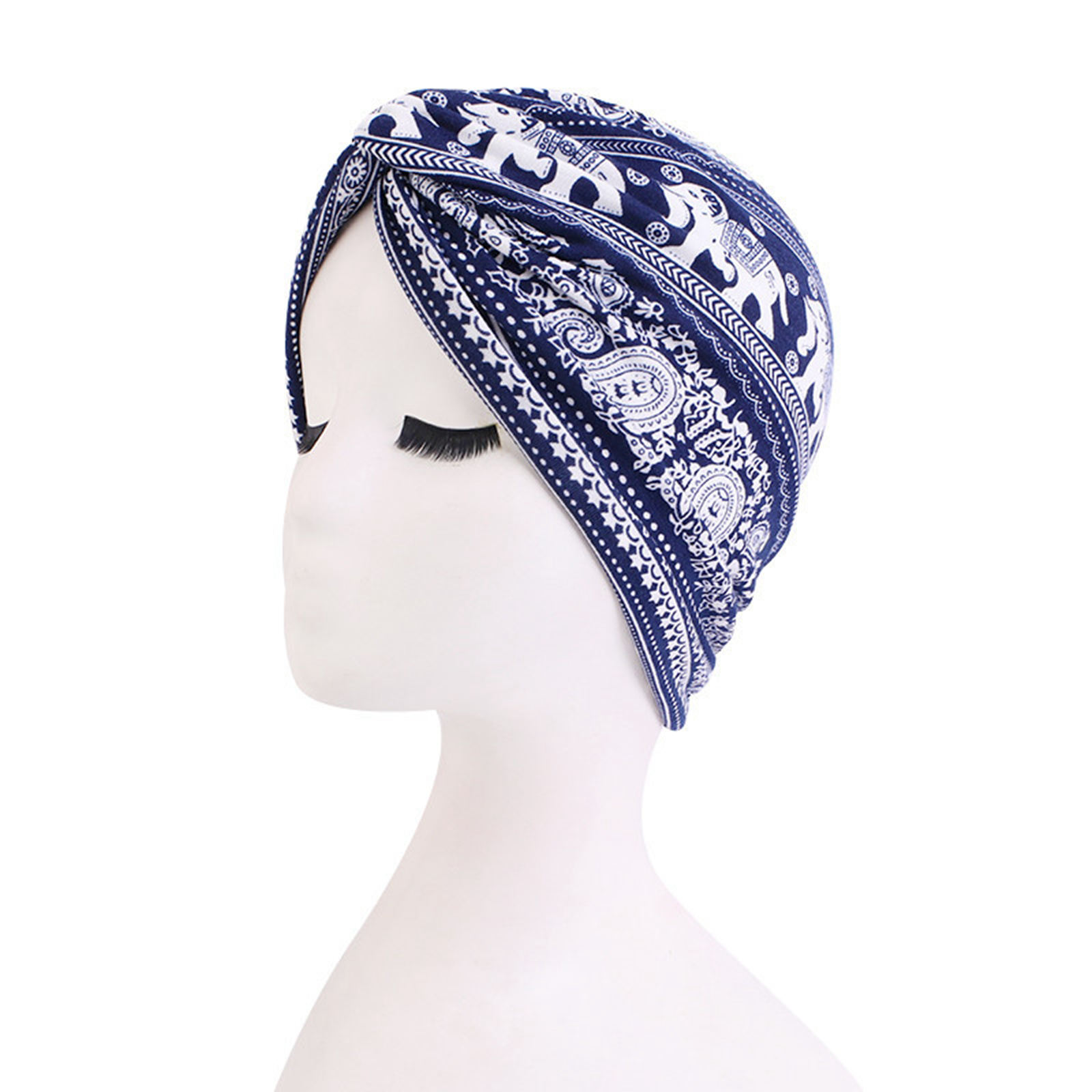 Women's Soft Cotton Chemo Caps Ethnic Muslim Print Beanie Head Scarf Skull Caps Headwear Bandana Turban Hat Head Wrap