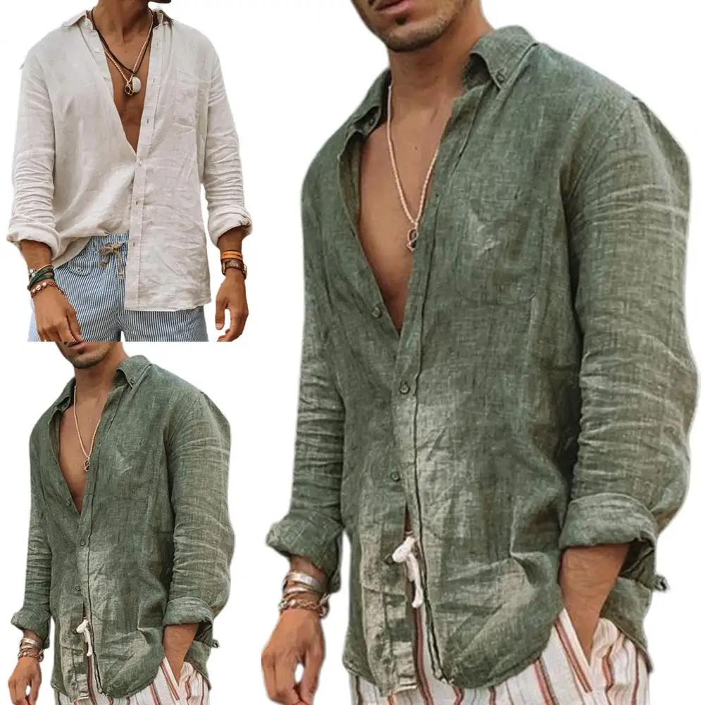 Men's Vikings Style Long Sleeve Loose Baggy Casual Shirts