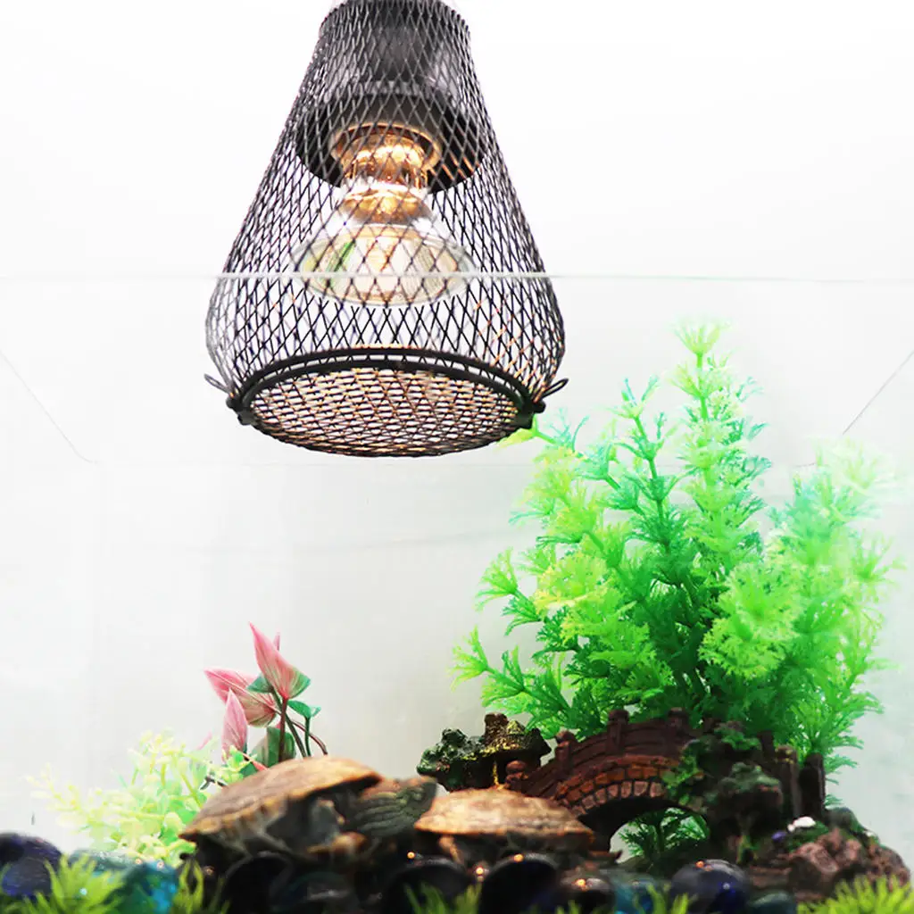 Pet Heating Lamp Shade Antirust Mesh Cover Vintage Wire Lamp Cage Lampshade For Reptile Pet