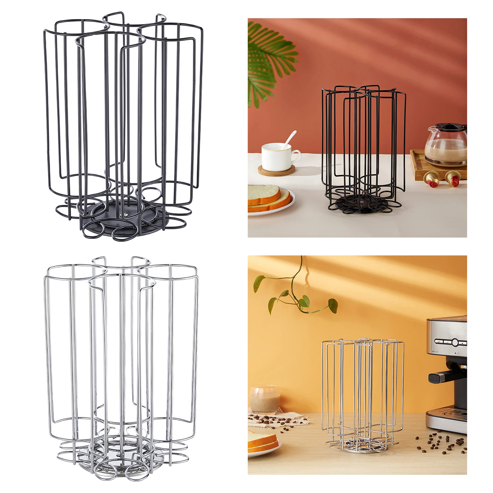 32pcs Rotatable Holder Coffee Capsule Holder Espresso Storage Shelf Decoration Tower Stand Kitchen Office Bar